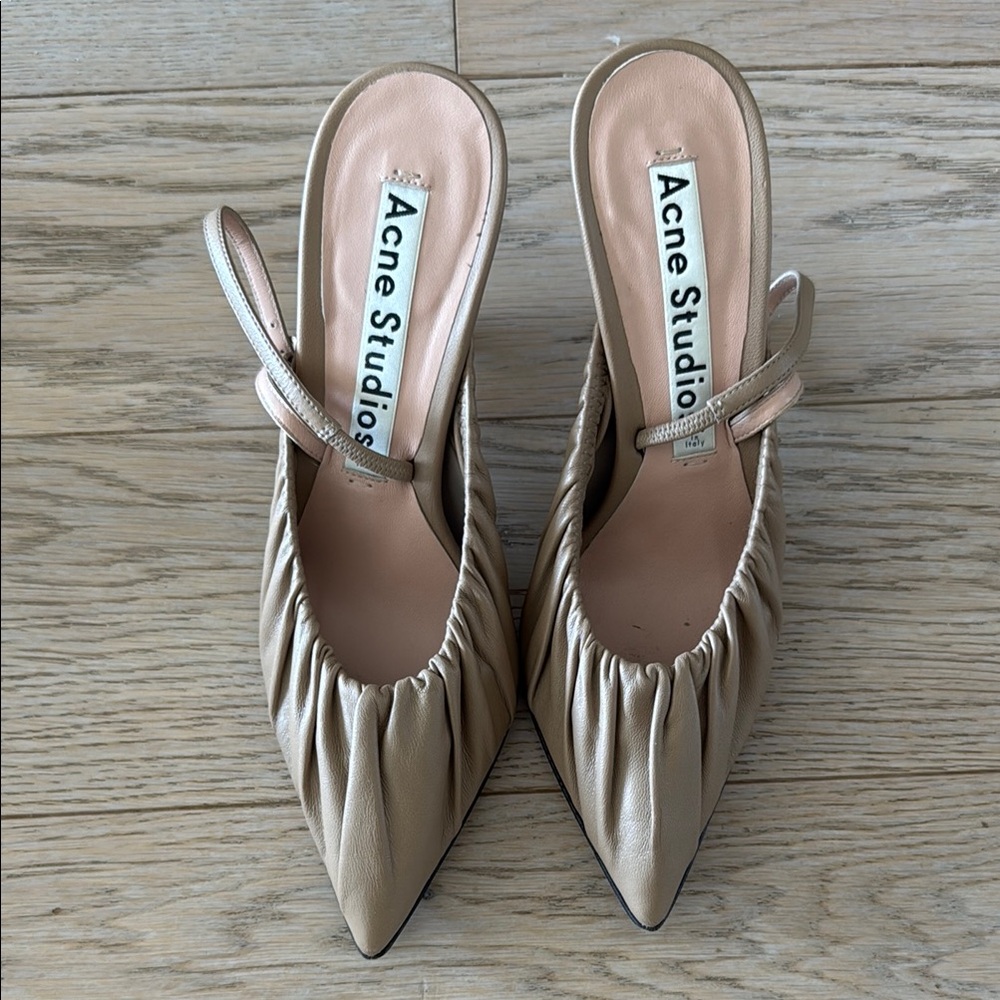 Acne Tan Heels with Kitten Heel and Slingback - Picture 2 of 5